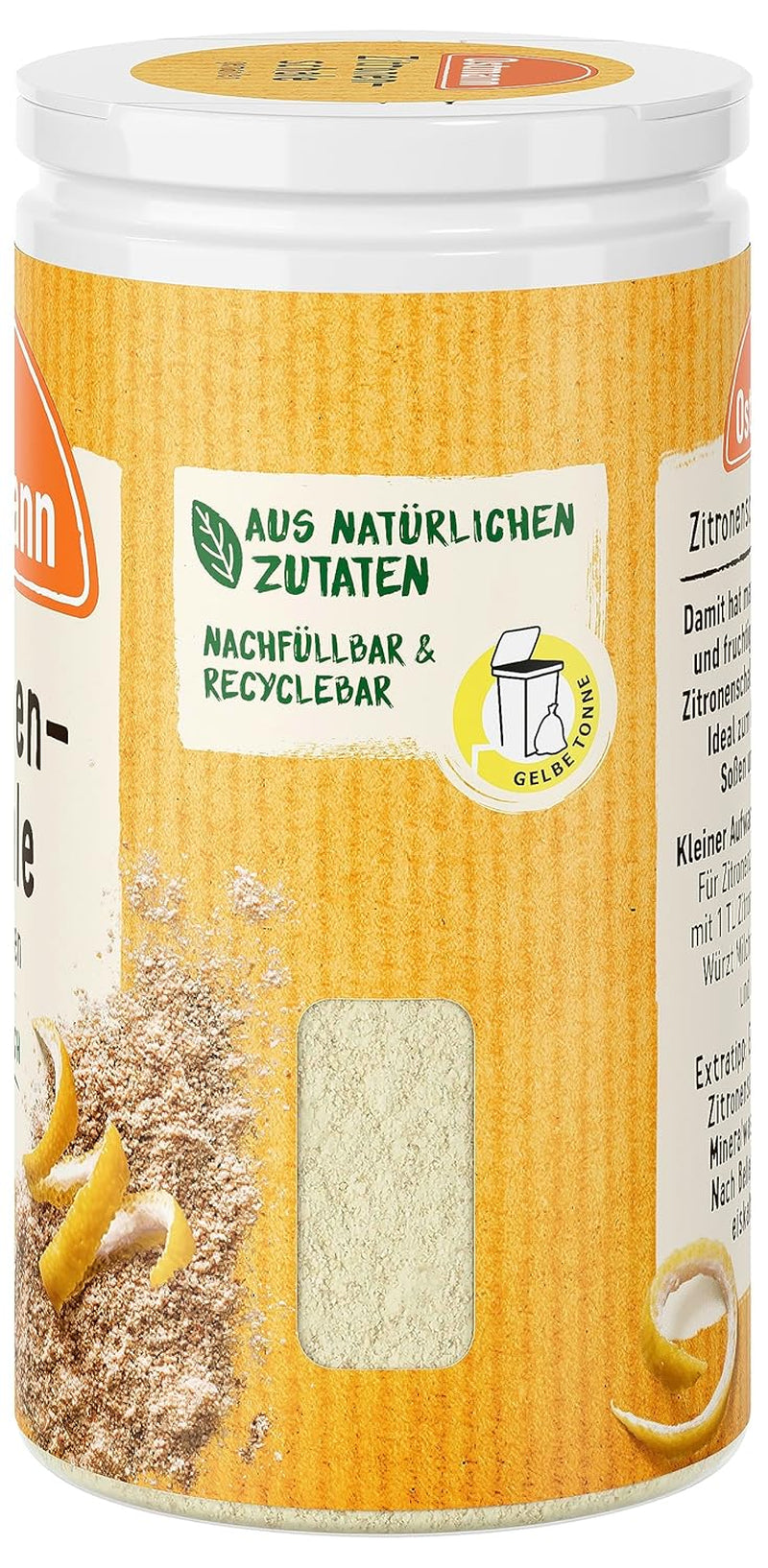 Ostmann Gewürze – Zitronenschale, gemahlene Schale für ein frisches Zitronen-Aroma, zum Backen oder Verfeinern von Soßen, Dressings & Desserts, vegano, 35 g (Verpackungsdesign kann abweichen)