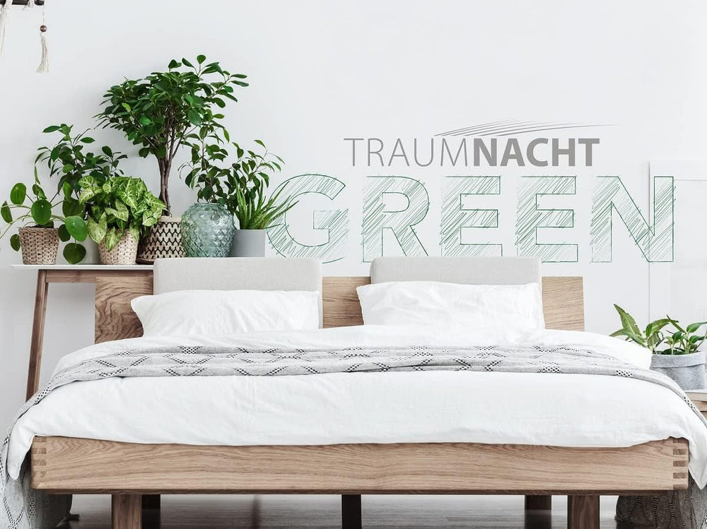 Juego de cama Traumnacht verde: edredón para todas las estaciones de 135 x 200 cm + almohada de 80 x 80 cm, duradero con funda de microfibra, fabricado según el estándar de calidad alemán Edredones y edredones Naty Shop