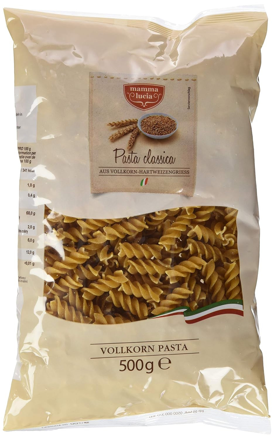 Pasta espiral integral, 500 g