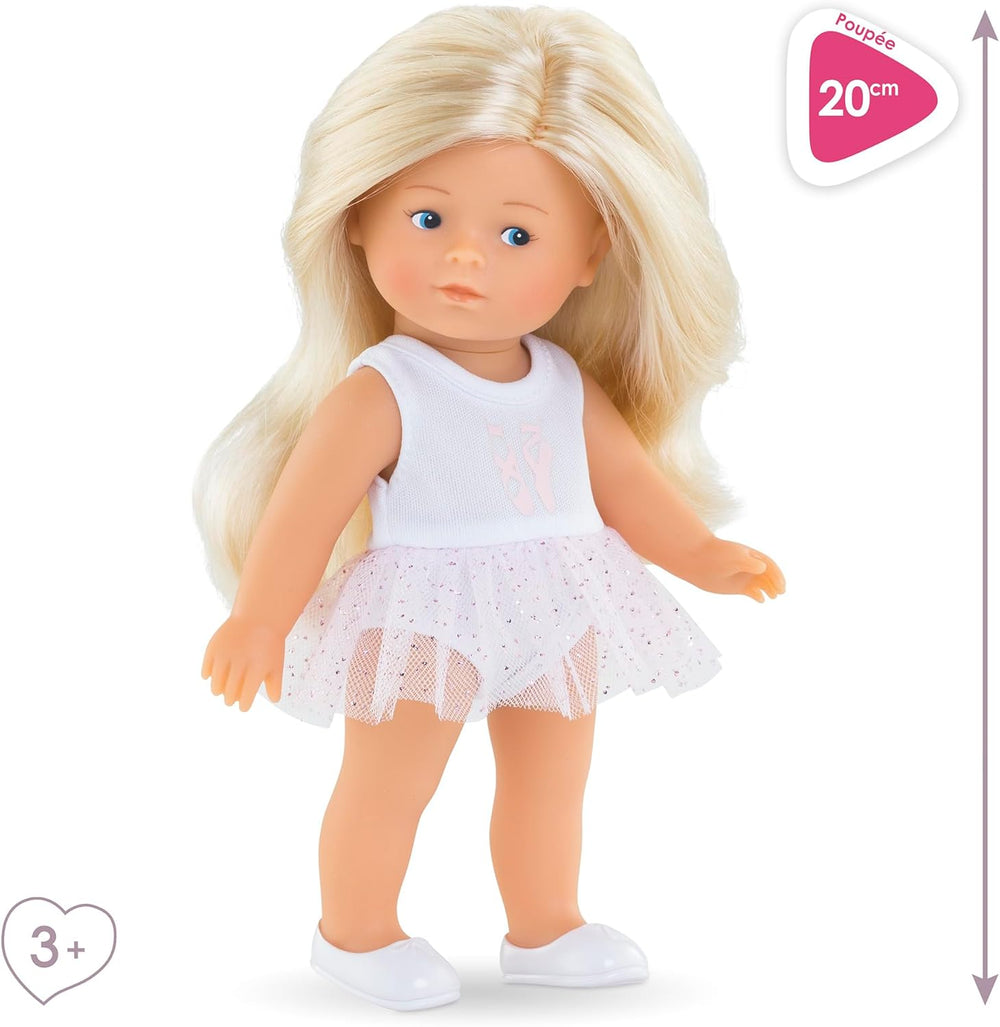 Les Trends Mini Corolline Rosy Ballerina Set, Vollvinylpuppe mit langem Haar, extra Outfit in Geschenkbox, Vanilleduft, 20cm, ab 3 Jahren