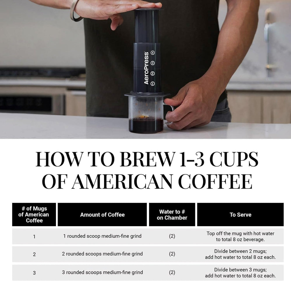Aparat de cafea și espresso AeroPress Original, aparat de cafea portabil de nivel barista cu cameră, piston și filtre, aparat rapid de cafea și espresso