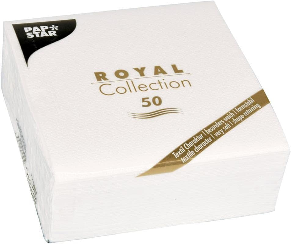 Papstar, 50 de șervețele "ROYAL Collection" 1/4 fold 25 Cm X 25 Cm alb, #86243