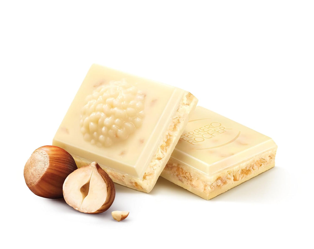 Barrita Ferrero Rocher - Chocolate Blanco con Avellanas - Regalo de San Valentín para Él y Ella - 1 Barra de Chocolate x 90g