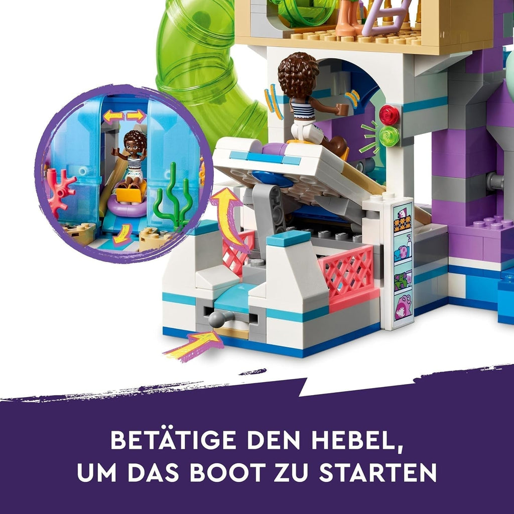 Parcul acvatic LEGO Friends Heartlake City, set de joacă în aer liber pentru fete și băieți cu vârsta peste 8 ani, experiență de joacă creativă cu 3 figurine, micro figurină, 3 tobogane și hidromasaj 42630 Seturi de constructie Besuche den LEGO-Store