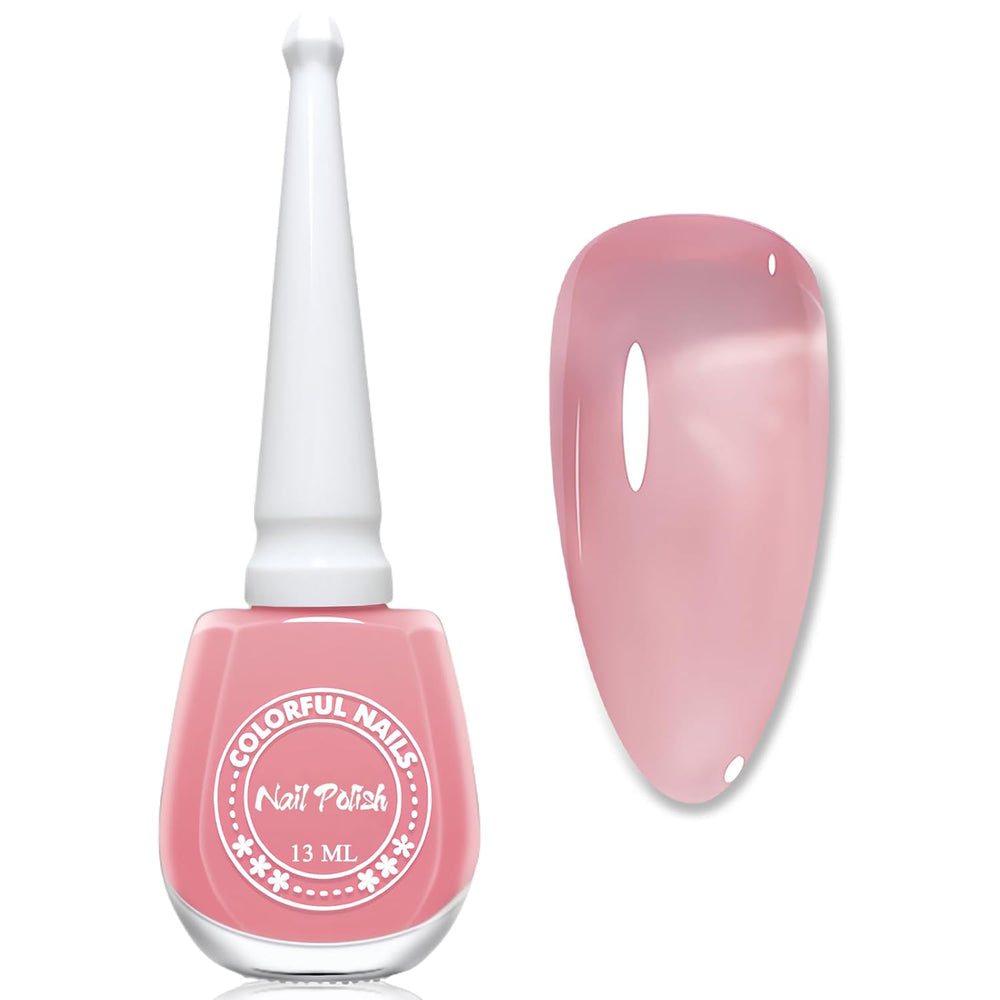 Esmalte de uñas Jelly Pink, 13 ml, secado rápido, larga duración, natural, translúcido, esmalte de uñas regular sin lámpara UV para mujeres DIY Nail Art (rosa clásico)
