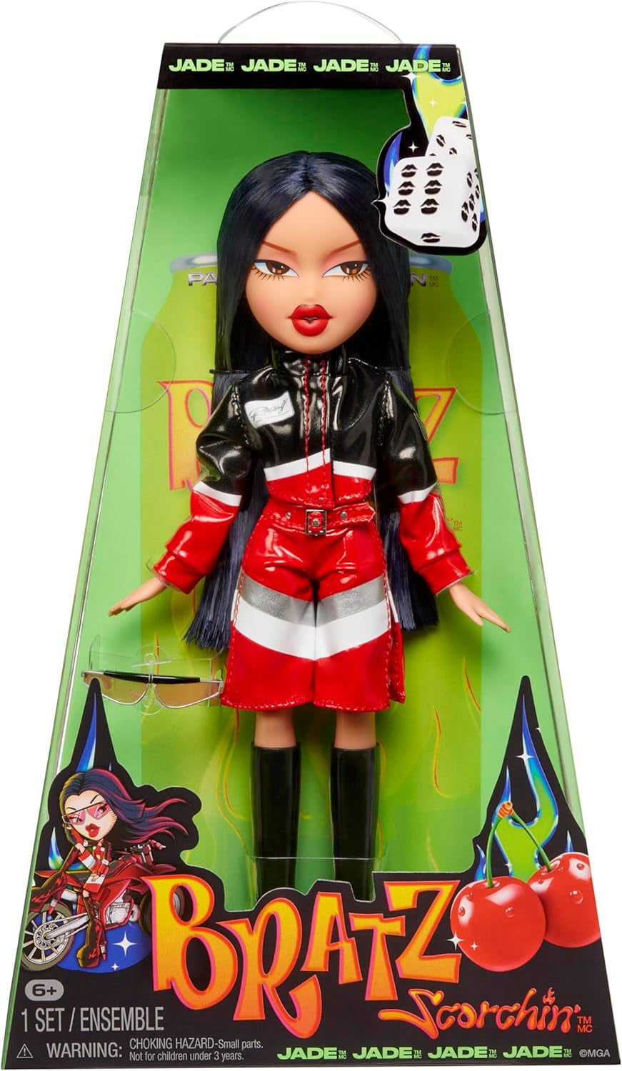 Bratz Scorchin' Sasha - Enthält 1 Modepuppe mit Outfit und Zubehör, Motorsport-Inspirierte Puppen, Niedliches Spielzeug für Mädchen