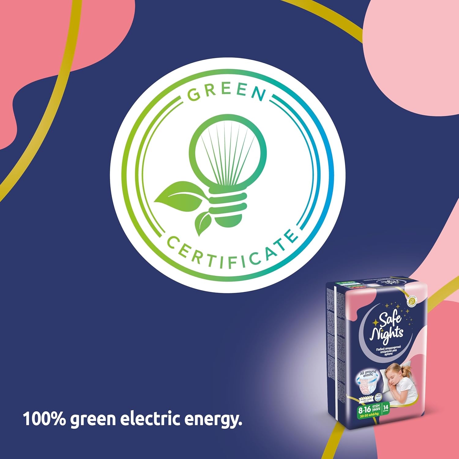 Safe Nights Girl, Ropa de dormir absorbente para niñas de 8 a 16 años (30 a 50 kg), paquete de 14