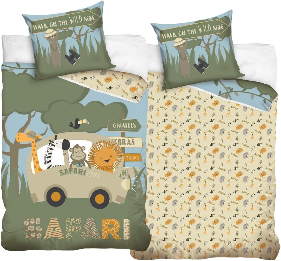 Juego de cama infantil, animales, 100% algodón con cremallera Ropa de cama - infantil Naty Shop