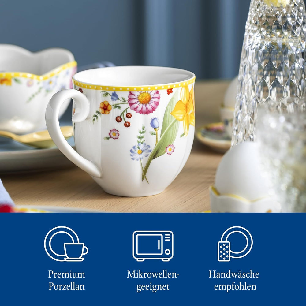 Villeroy & Boch - Set de mic dejun Spring Awakening pentru 2 persoane, 6 piese, Set de veselă de Paște, Mic dejun, Paște, Serviciu de cafea, Veselă de primăvară, Porțelan