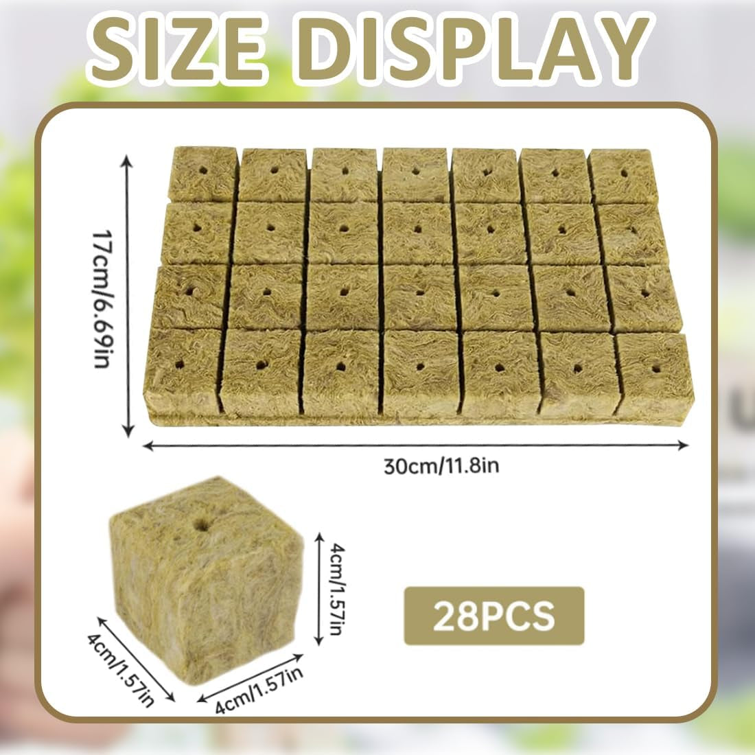 Rockwool Seedling Cubes 28 - Rockwool Cubes 4x4x4cm - Cubos de Plántula, Cubos de Lana de Roca, Sistemas de Plántulas Hidropónicas/Plantas Clonadas/Proyectos Escolares, Cultivo de Plántulas Sin Tierra