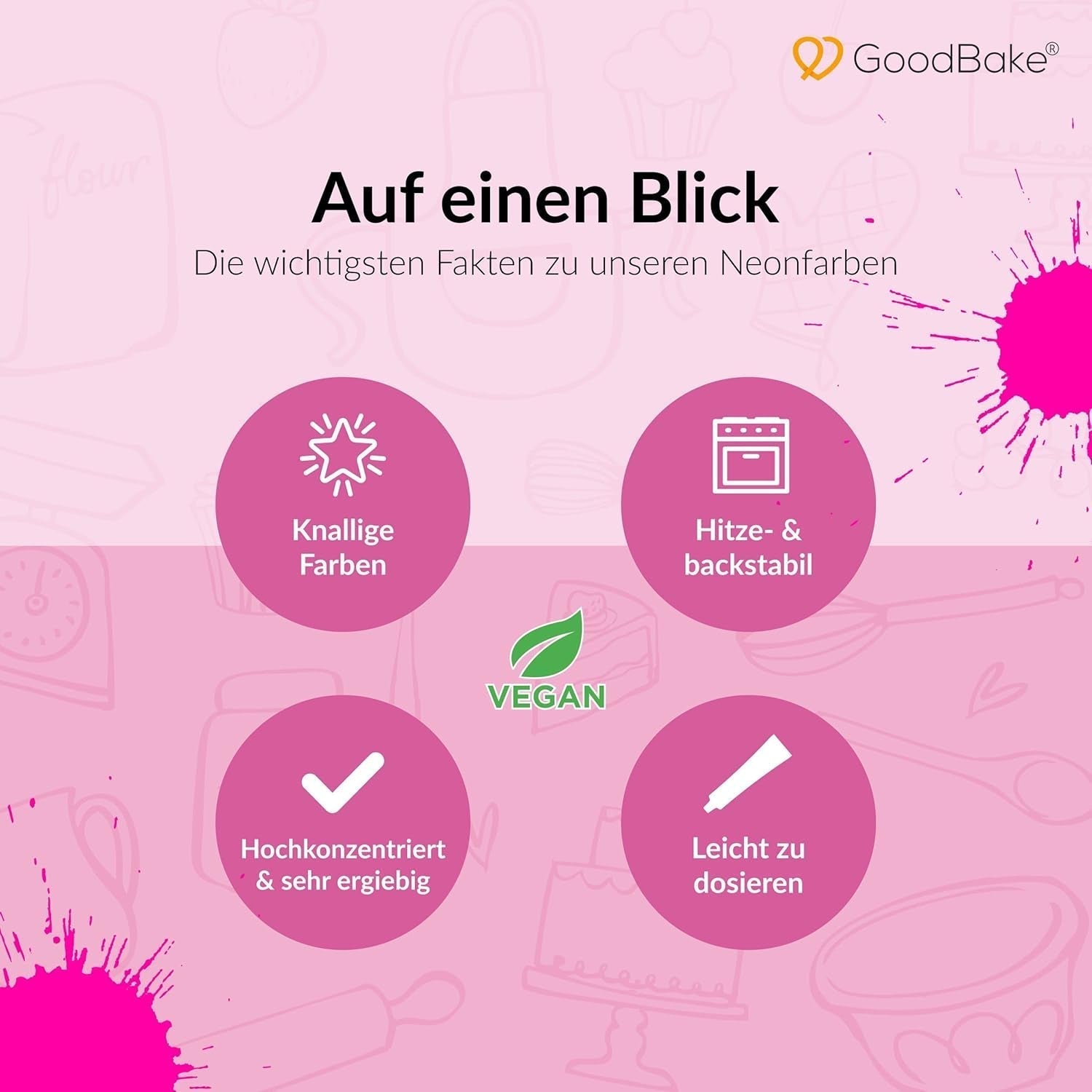 Goodbake Neonlebensmittelfarben 6 Farben Set – Intensive Lebensmittelfarbe – Lebensmittelfarbpaste – Zum Einfärben Von Torten, Fondant, Buttercreme Uvm. – 100% Vegan Naty Shop