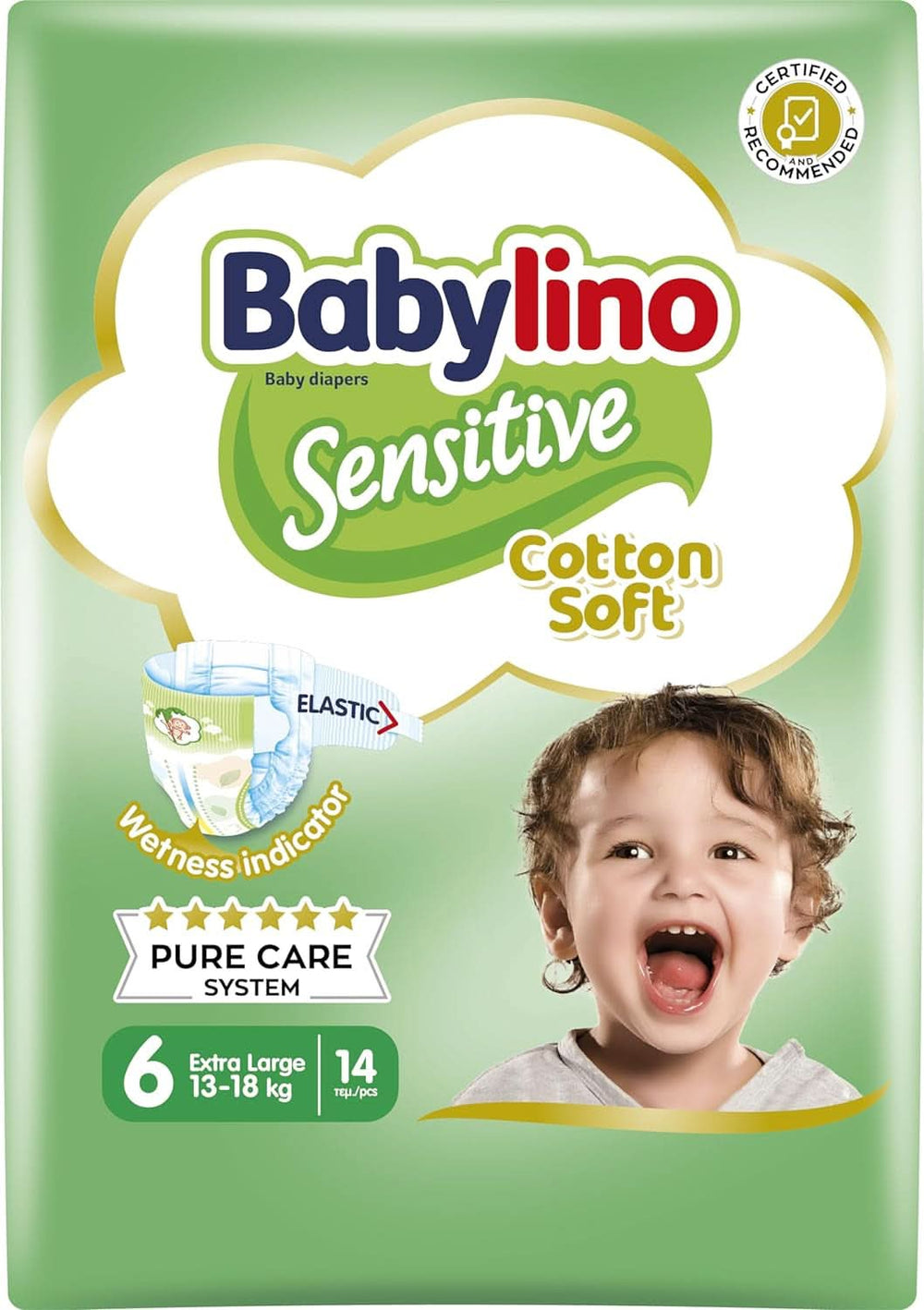 Babylino Pañales para niños sensibles y delicados, varias tallas Madre e Hijo Naty Shop Talla 6 (14 piezas)