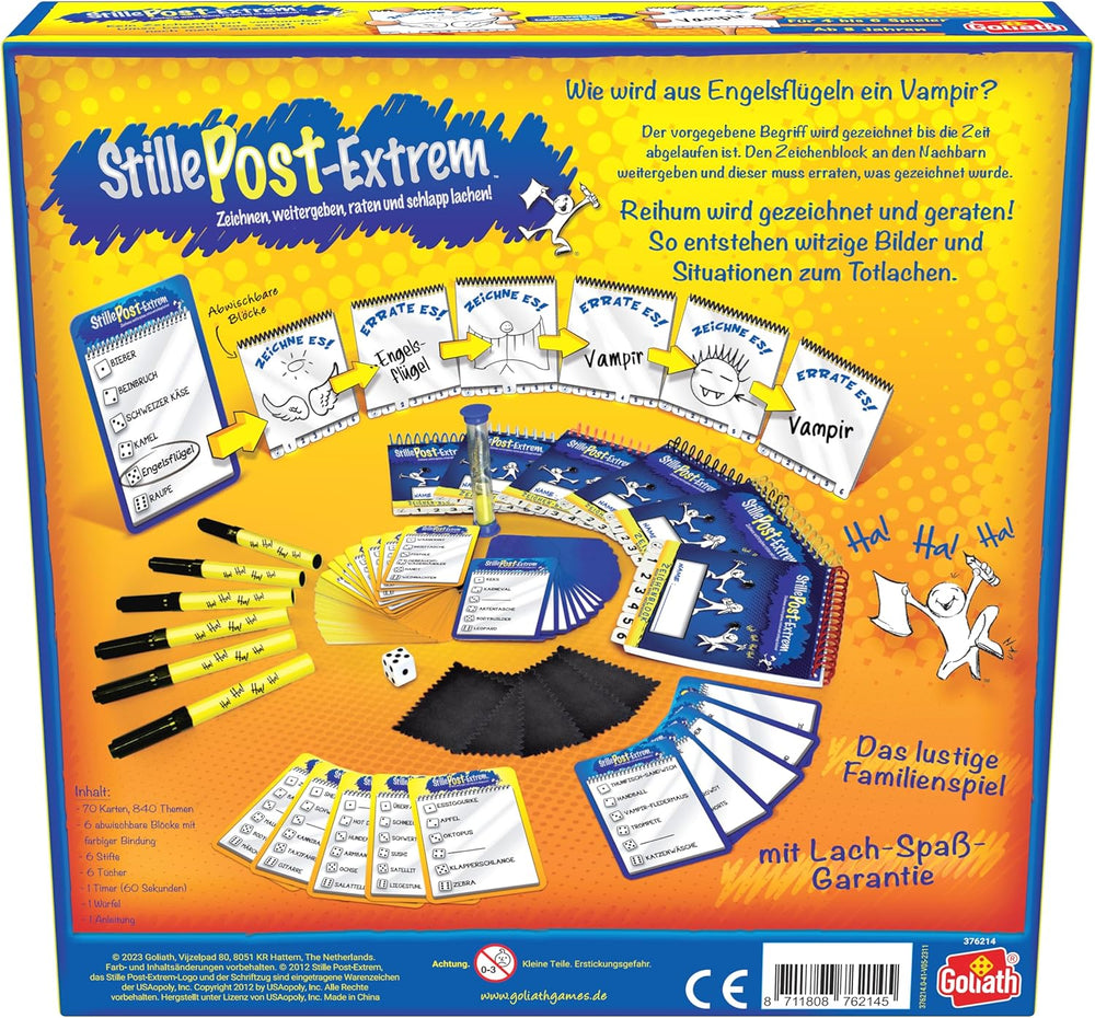 Goliath, Extreme MAIL, un juego de fiesta para adultos y niños de 8 años en adelante, un juego de dibujo rápido y divertido para familiares o amigos, juegos de mesa, de 4 a 6 jugadores, 20 minutos