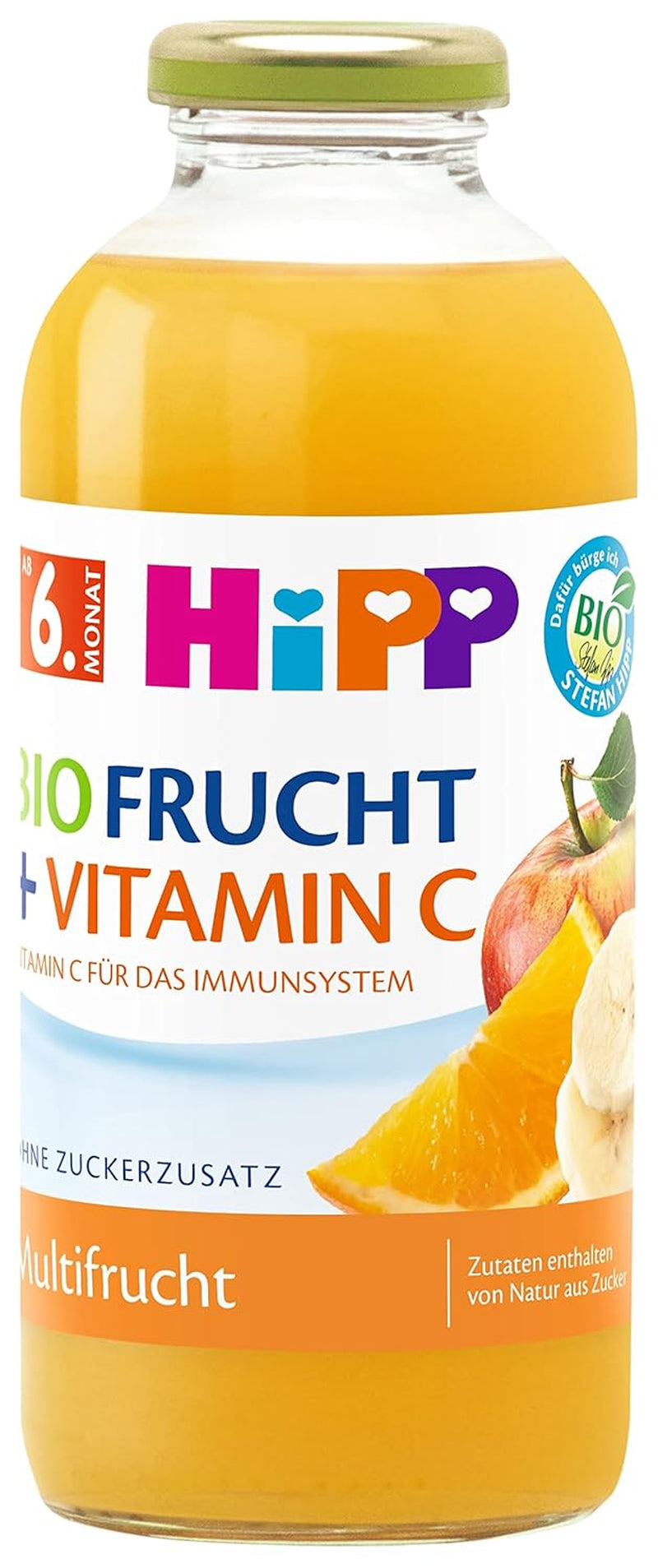 HiPP Multifruct con vitamina C, bebida para bebés a partir de 6 meses (6 x 0,5l), sin azúcares añadidos, ligera y de baja acidez, la mejor calidad ecológica