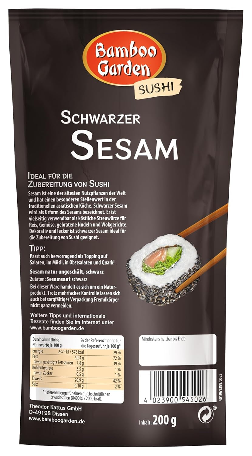 Bamboo Garden Sésamo negro, 200 g (Verpackungsdesign kann abweichen)