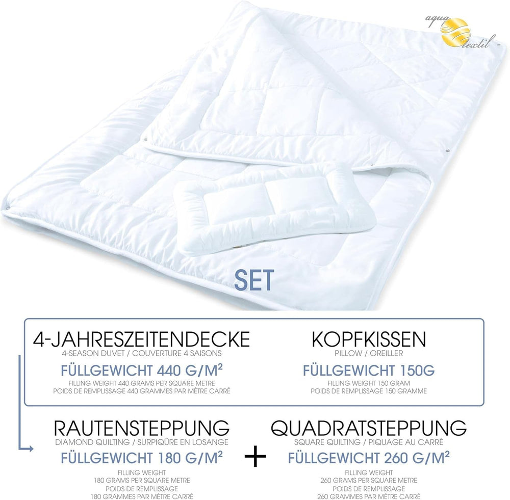 Aqua-Textil Juego Soft Touch Infantil Edredón 100 X 135 Cm 250G y 350G con almohada 40 X 60 Cm Edredón 150G 4 Estaciones Climatizador Oeko-Tex Edredones y edredones Naty Shop
