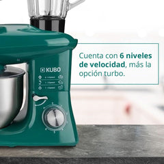 Küchenmaschine - 7 Zubehörteile: Mixbecher, Fleischwolf, Große Schüssel, Schutzdeckel, Schneebesen, Mixer Und Netmaschine - Farbe: Grün - Fassungsvermögen: 6 Litros Madre e Hijo Naty Shop