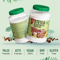 Stevia + Eritritol 1:3 Süßstoff | 1G = 3G Zucker | 100% Natürlicher Zuckerersatz - 0 Kalorien - 0 Glykämischer Index - Keto Und Paleo - 0 Netto-Kohlenhidrato - Kein GVO - Castello since 1907-1 Kg Edulcorantes Naty Shop