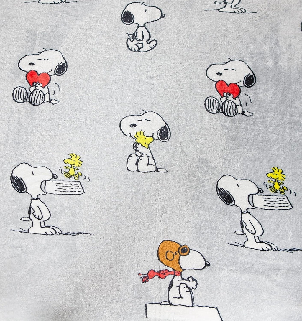 Kanguru Bed, cuvertură de pat, pătură din fleece pentru pat dublu, pătură din microfibră, Snoopy Peanuts GREY, 230X230Cm, pătură de vară, cuvertură de pat pentru dormitor Paturi si Cuverturi Besuche den Kanguru-Store