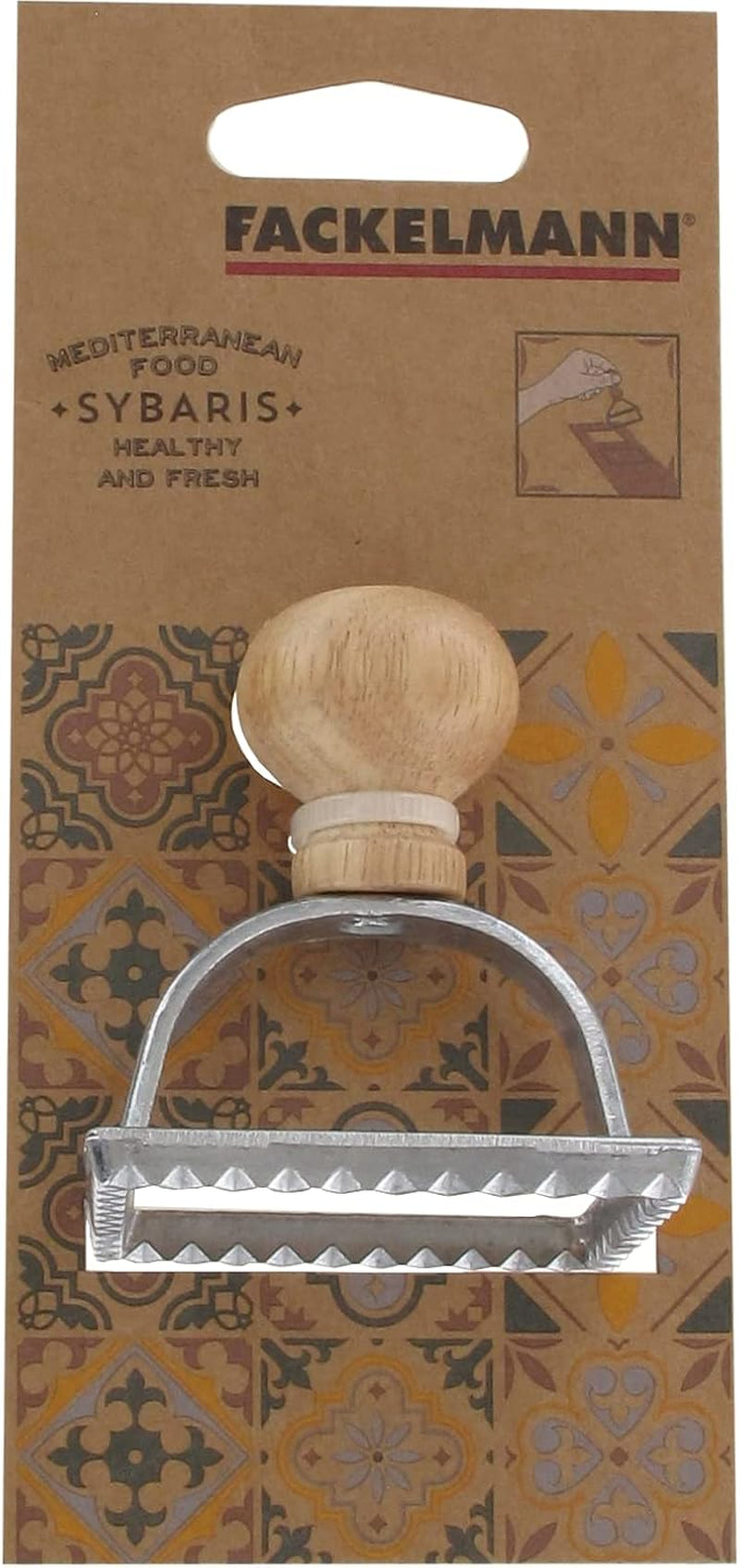 Fackelmann Emporte-pièce ravioli 40923 formă de biscuiți, formă pătrată pentru aluat de ravioli, 6 x 6 x 7,2 cm, lemn, oțel inoxidabil