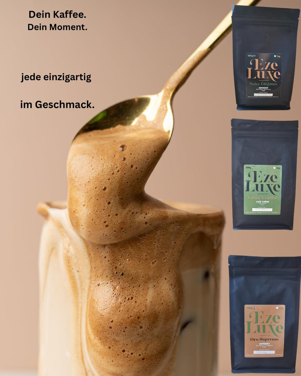 Cafea Espresso Noire Elegance 500g – 50% Arabica și 50% Robusta din Brazilia și India – prăjire medie, puternică și cremoasă cu ciocolată neagră – intensitate 8 – incl. espressor gratuit