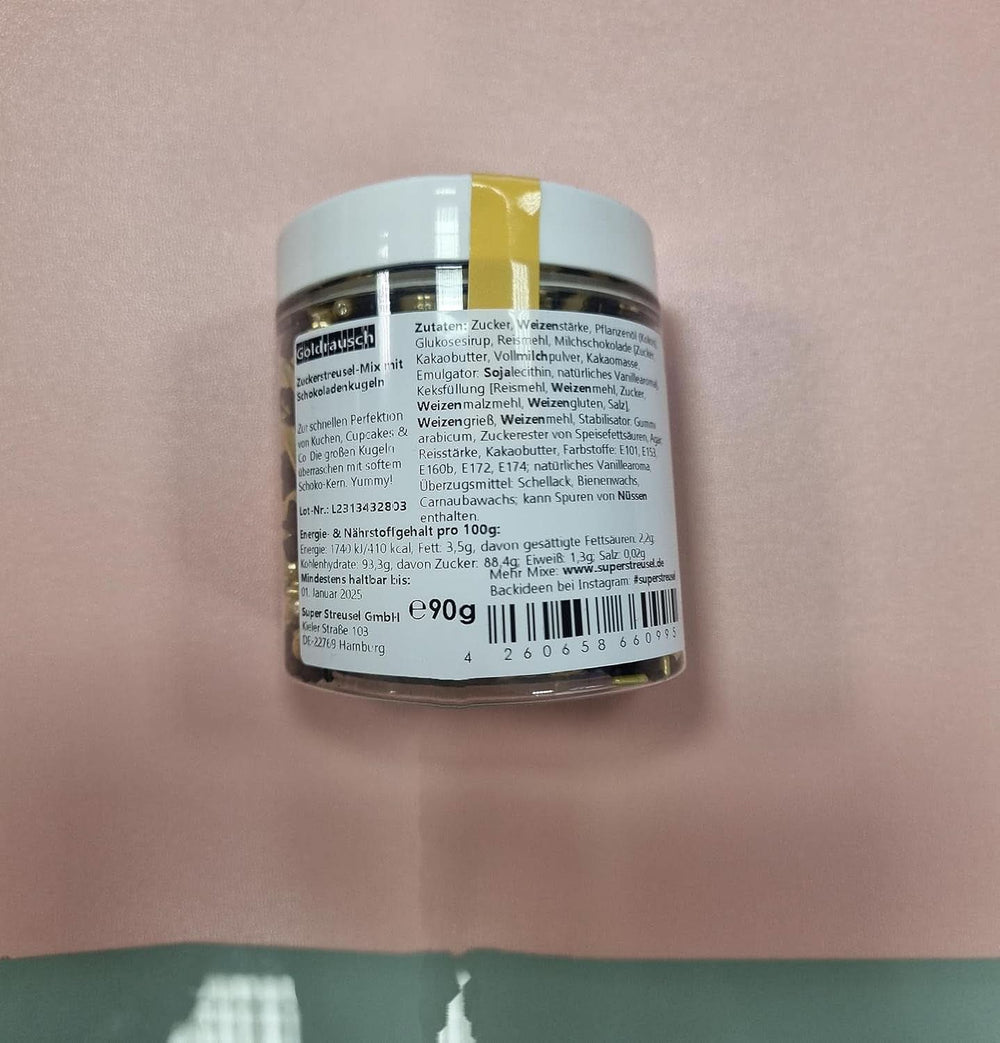 Super Streusel, Gold Rush Decoración Sprinkles Oro Negro Naty Shop