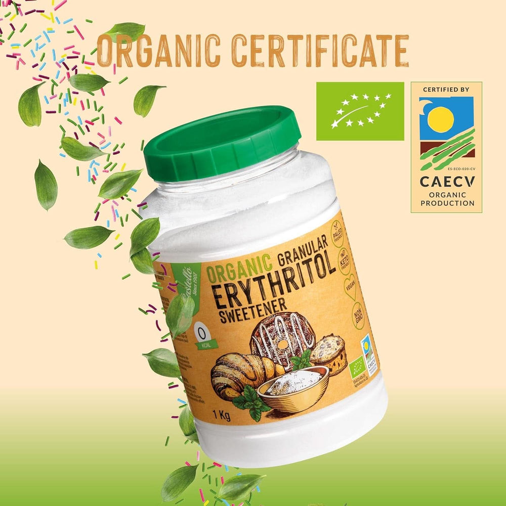 Eritritol natural ecológico, 10G = 7G azúcar, 1 Kg Edulcorantes Naty Shop