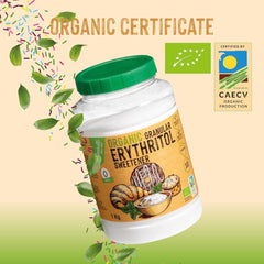 Eritritol natural ecológico, 10G = 7G azúcar, 1 Kg Edulcorantes Naty Shop