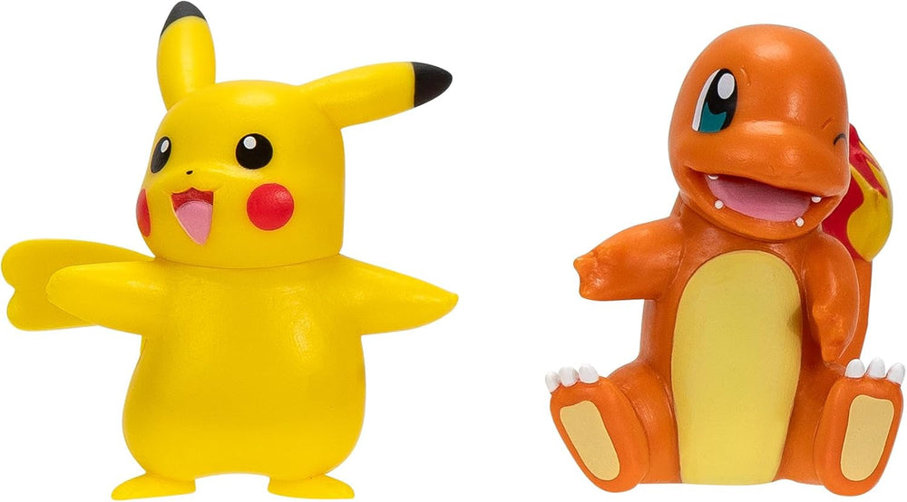 Pokémon PKW3586 - Paquete de figuras de batalla - Figuras detalladas oficiales de Pikachu y Schiggy 5 cm cada una Figuras de acción Naty Shop Pikachu y Glumanda