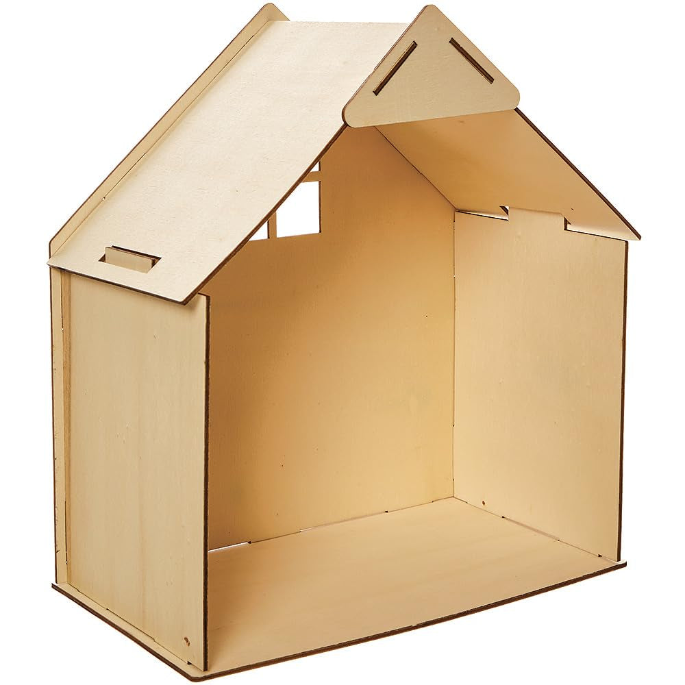 Baker Ross FN199 Kit de casa de muñecas de madera - Paquete de 1, Kit de casa de muñecas para niños, Kit de manualidades Casas de muñecas Naty Shop