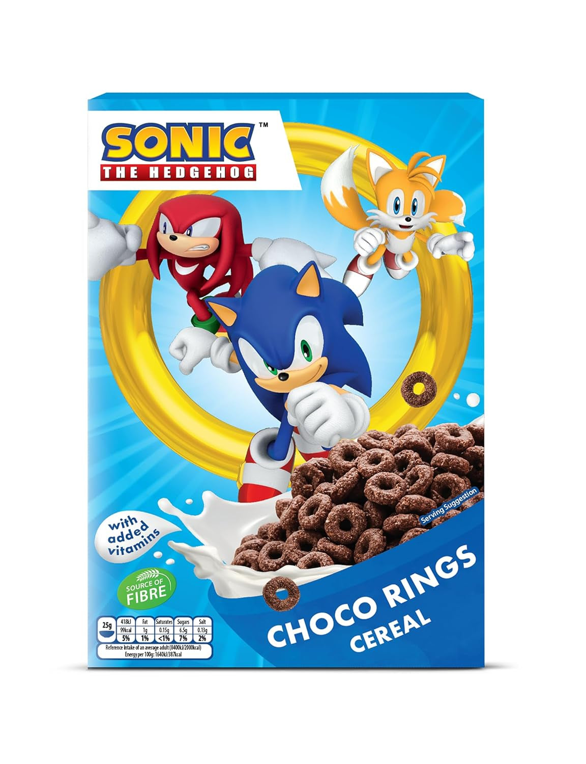 Sonic Choco Rings aros de cereal, trigo, avena y maíz para el desayuno perfecto, con vitaminas añadidas, 1 paquete (1 x 350g)