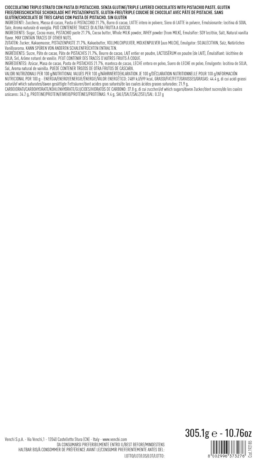 Venchi - Caja de regalo Murrine con bombones cremino de pistacho, chocolate blanco, 305 g, sin gluten, sin colorantes artificiales, sin conservantes - Idea de regalo perfecta