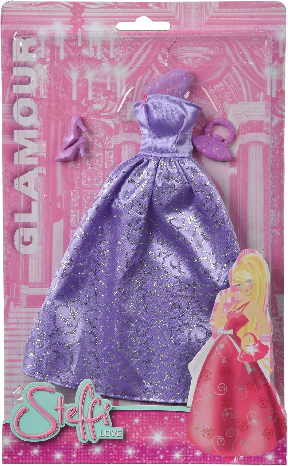 Simba 105723369 - Steffi Love Glamour / Set de îmbrăcăminte pentru păpuși / 3 articole asortate / Doar un articol este inclus / Rochie de bal pentru toate păpușile de 29 cm / Păpușa nu este inclusă