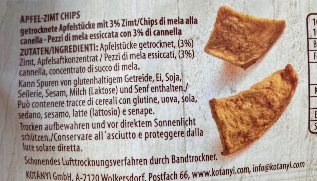 Kotanyi Bucăți de mere uscate cu scorțișoară, 100% naturale, 9 x 40 grame Produse deshidratate Naty Shop