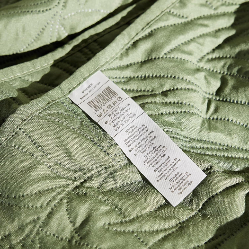 ESSEX - Cuvertură de pat 200 X 220 cm, ideală pentru dormitor, cuvertură de pat moale și confortabilă, matlasare modernă - Botanică, verde Paturi si Cuverturi Besuche den ESSEX-Store