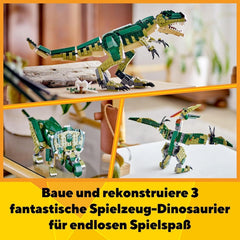 LEGO Creator T.Rex, Dino Triceratops o Pterodáctilo Transformable 3 en 1, Modelo de Dinosaurio Móvil para Niños, Regalo para Niños y Niñas 31151 Juegos de Construcción Besuche den LEGO-Store