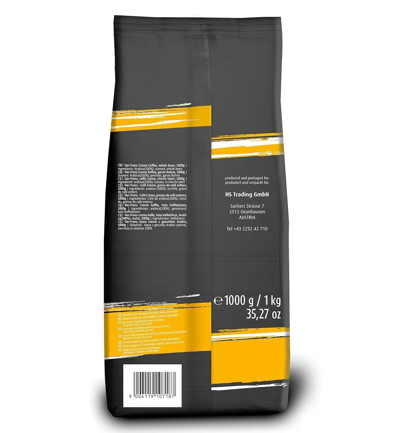 DER-FRANZ Crema de Café, Intensidad 4/5, 100% Arábica, café en grano entero Coffee Naty Shop