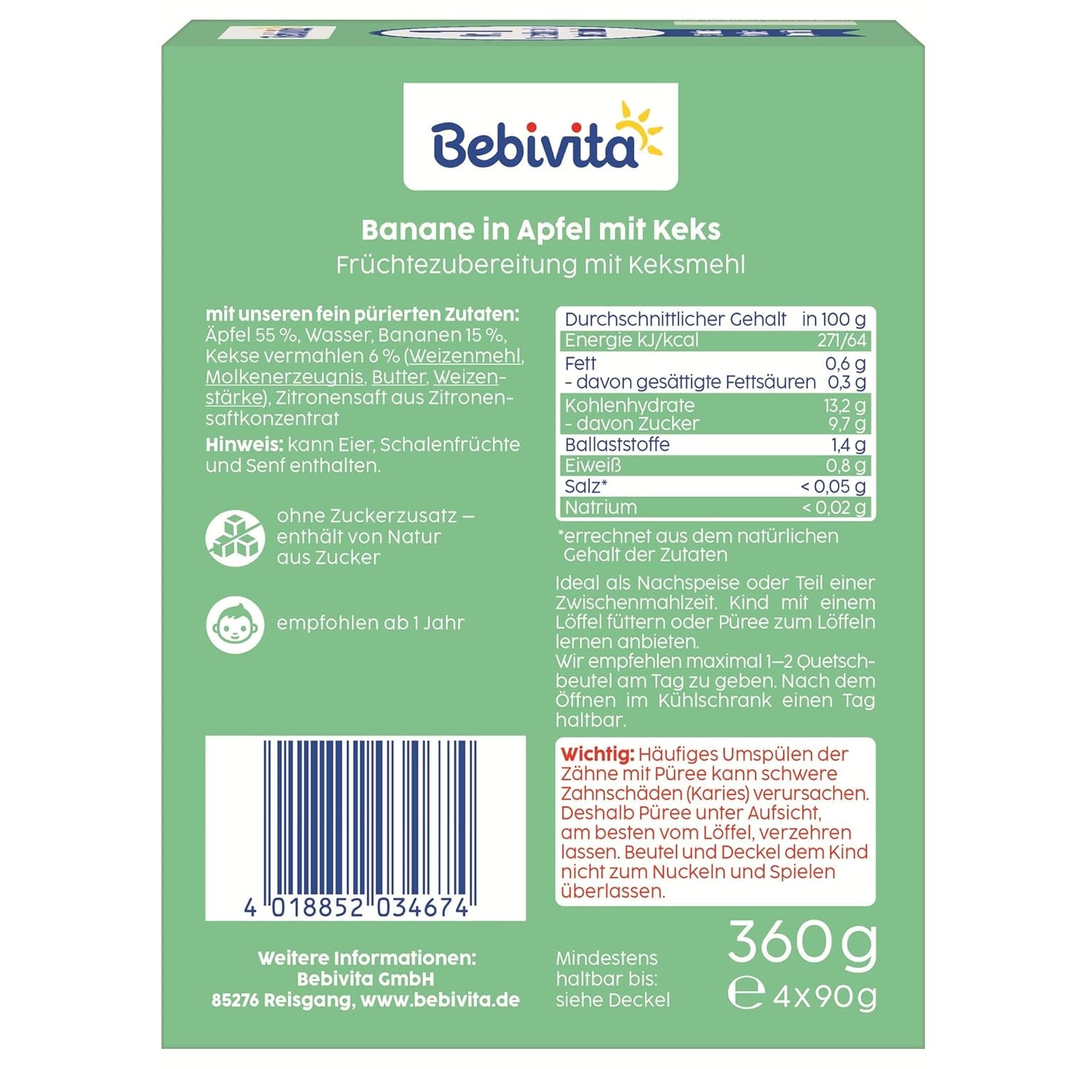 Wrap de plátano con manzana y galletas: 16 piezas (4 paquetes, 4 de 90 g cada uno), sin azúcar añadido, elaborados con frutas suaves y cereales saludables, ideales para llevar y como snacks para llevar