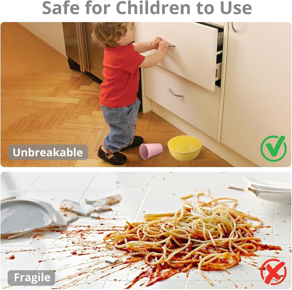 Set de veselă din plastic Tanice, 12 piese, farfurii și boluri, set de veselă pentru copii pentru 4 persoane, set de veselă din plastic cu farfurii, boluri și căni pentru bucătărie, camping în aer liber