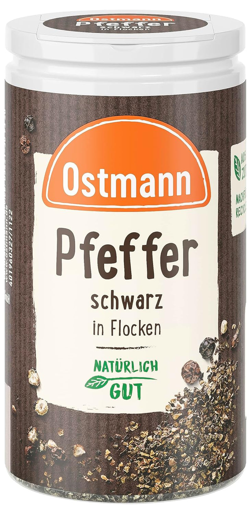 Ostmann Gewürze - Schwarze Pfefferflocken | Grober Pfeffer para Gesmack negro intensivo | Mit praktischem Streuaufsatz | 25 g en Der Streudose