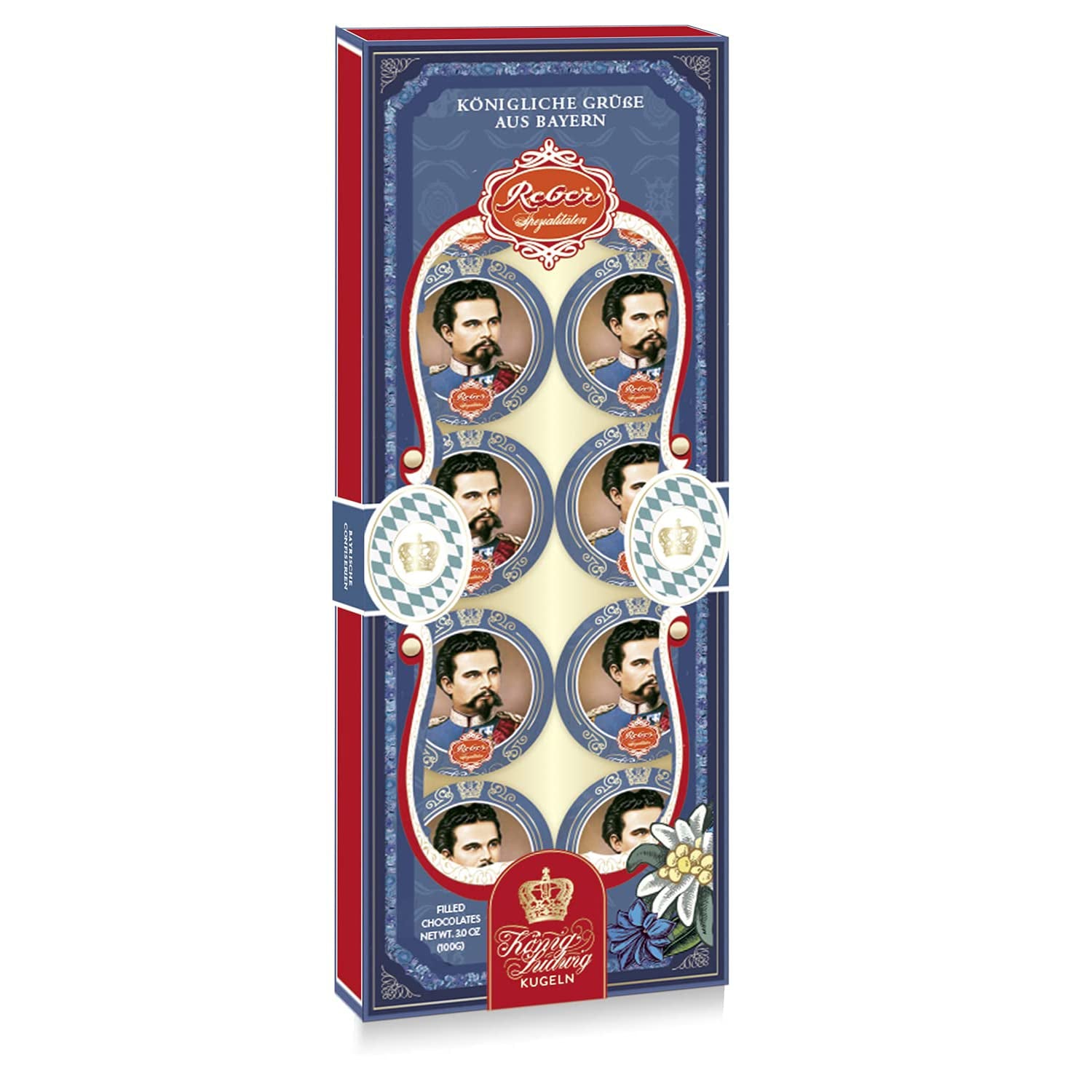 Reber Bolitas Mozart con chocolate negro, pack de 6 con mazapán y turrón, vegano - 1 x 120 g