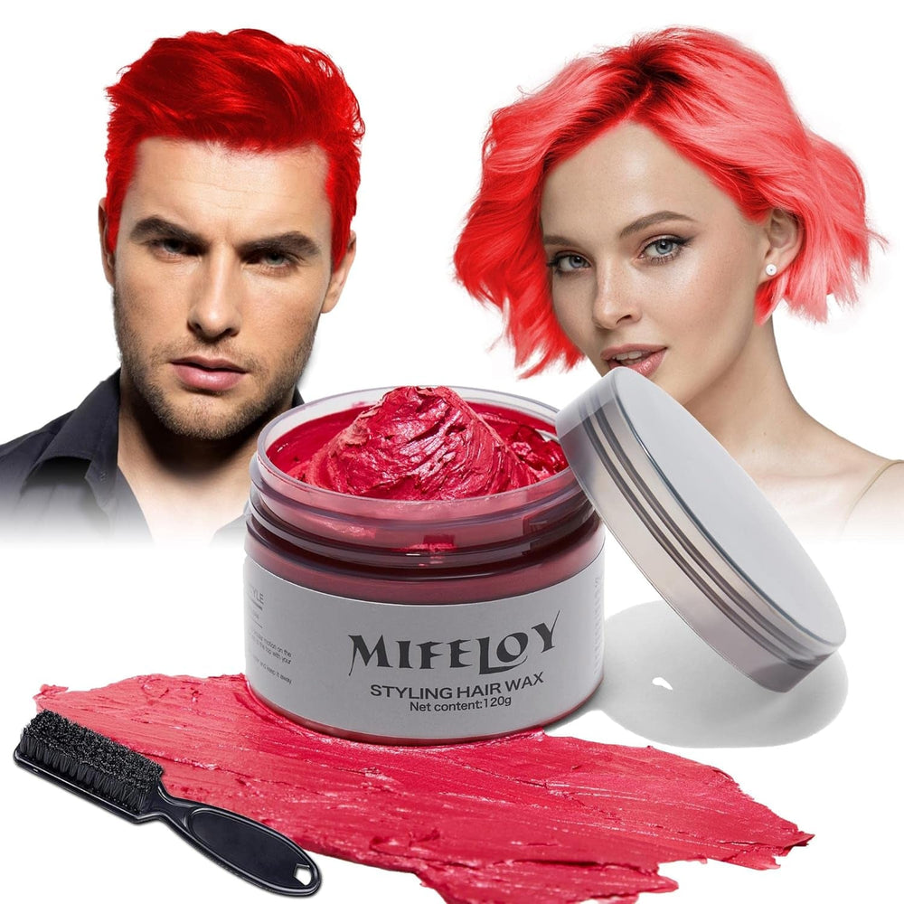 4.23 oz Purple Hair Tint Culoare temporară a părului cu perii, bărbați femei Styling Hair Tone Wax, Instant Hair Cream Mud Natural Hairstyle Pomade, DIY Cosplay Halloween Hair Wax Vopsea pentru par Naty Shop Roșu