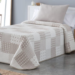 VIALMAN Colcha Bouti Ligera Colcha Sofia 21, Algodón Poliéster, Beige, Cama 150: 250 X 270 Cm Camas y Mantas Besuche den VIALMAN-Store