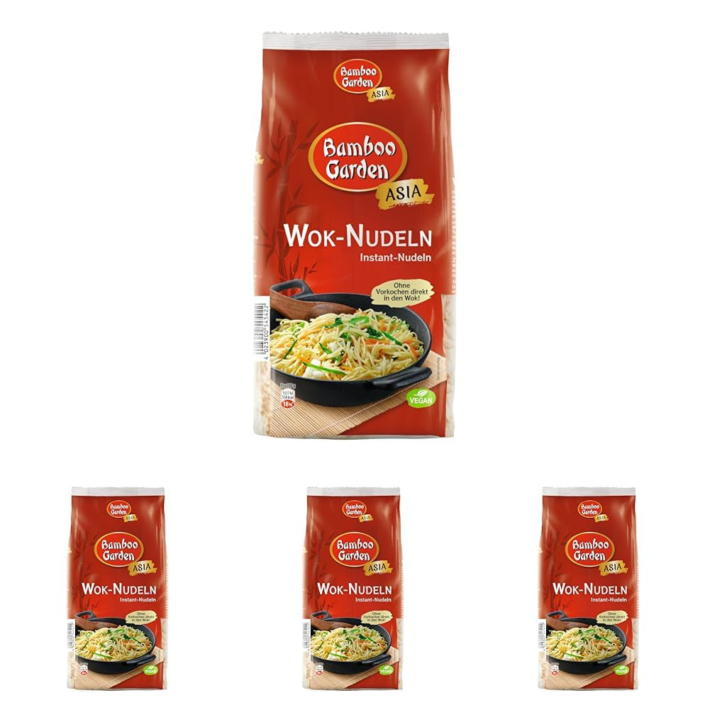 Jardín de Bambú - Fideos Wok | Fideos instantáneos con huevo | Mezclar, no requiere precocción | Para platos asiáticos al wok | 250 gramos en una bolsa