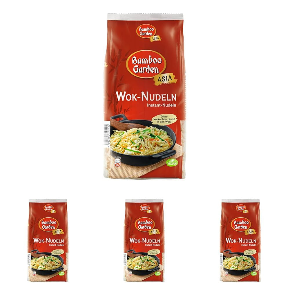 Jardín de Bambú - Fideos Wok | Fideos instantáneos con huevo | Mezclar, no requiere precocción | Para platos asiáticos al wok | 250 gramos en una bolsa