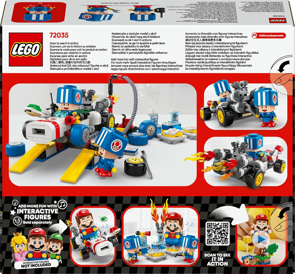 LEGO Super Mario: Mario Kart - Set de garaje de Toad, juguete mecánico de Nintendo con 2 figuras del personaje de Toad azul para juego independiente, regalo de cumpleaños para niños, niñas y jugadores a partir de 8 años 72035