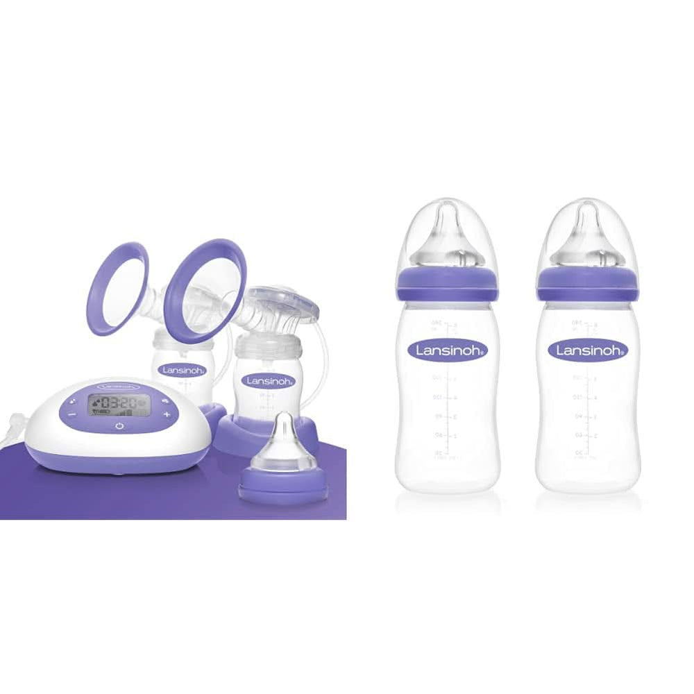 Sacaleches eléctrico Lansinoh 2 en 1 - pantalla LCD iluminada - extracción en uno o ambos lados - ajustable individualmente - más leche en menos tiempo Accesorios Alimentación y Lactancia Tienda Bebe Naty Paquete con biberón M, 2 x 240 ml Sacaleches eléctrico 2En1 (nuevo)