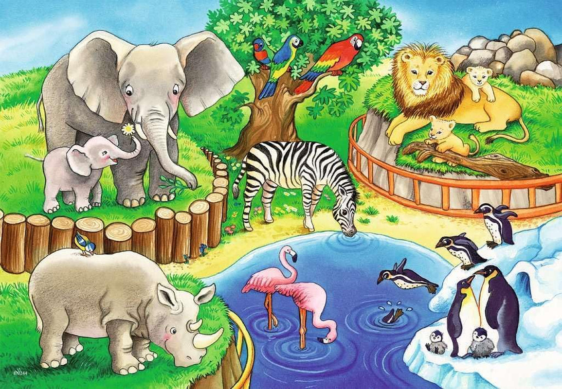 Ravensburger Puzzle para niños - 07602 Animales en el Zoo - Puzzle para niños a partir de 3 años, con 2X12 piezas Puzzle Naty Shop