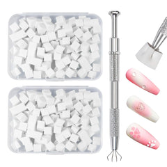Qufiiry 200 Stück Nail Art Schwämme Mit Metallgreifer, Nagelkunst Schwammpinsel, Maniküre Zubehör Für Nägel, Um Eine Vielzahl Von Gradient Nail Art Patterns Zu Erstellen(Weiß)