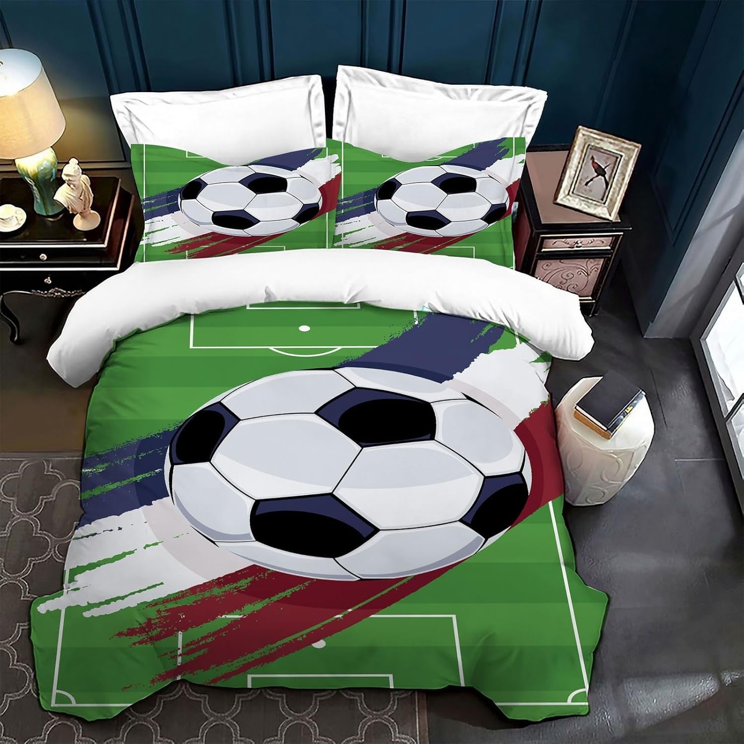 Ropa de cama infantil, fútbol, microfibra de poliéster. Ropa de cama infantil Naty Shop Verde 200 X 200 Cm.